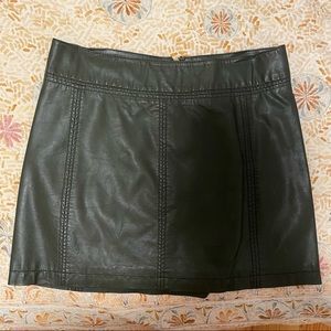 Dark Green Faux Leather Skirt